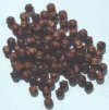 100 6mm Dark Brown Round with Ridges Wood Beads